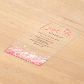 Pink & Red Love is in the Air Bridal Shower  アクリル招待状 (レイダウン)