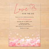 Pink & Red Love is in the Air Bridal Shower  アクリル招待状 (正面)