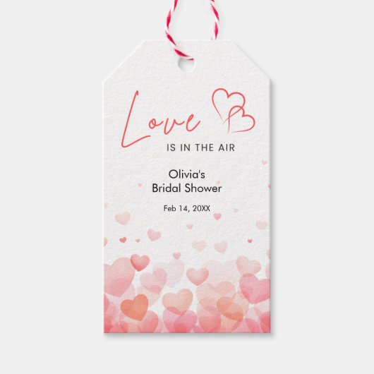 Pink & Red Love is in the Air Bridal Shower  ギフトタグ (正面)