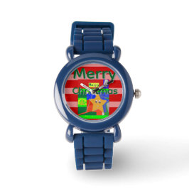 Pink Red Merry Christmas 腕時計