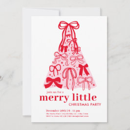 Pink Red Merry Little Christmas Holiday Party 招待状