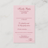 Pink Red Modern Mix and Match Wedding RSVP Card 名刺 (正面)