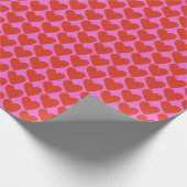 Pink Red Modern Retro Heart Pattern Valentine Cute ラッピングペーパー (角)