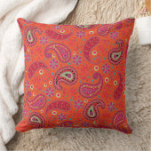 pink red orange paisley pattern,boho paisley クッション (ブランケット)
