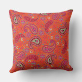 pink red orange paisley pattern,boho paisley クッション (裏面)