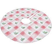 Pink Red Plaid Pattern Christmas ブラッシュドポリエステルツリースカート (アングル)