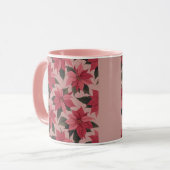 Pink Red Poinsettias Combo Mug マグカップ (正面左)