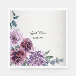Pink Red Purple Floral Watercolor Wedding Party スタンダードランチョンナプキン