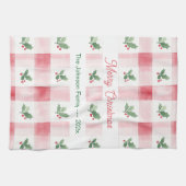 Pink Red Retro Christmas Personalized キッチンタオル (横)