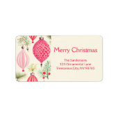 Pink Red Retro Ornaments Christmas Label ラベル (正面)