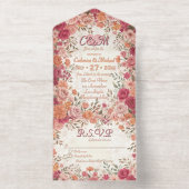 Pink & Red Romantic Rose Spring Floral Wedding オールインワン招待状 (内側)