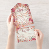 Pink & Red Romantic Rose Spring Floral Wedding オールインワン招待状 (切り取り部)