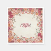 Pink & Red Romantic Rose Spring Floral Wedding スタンダードカクテルナプキン (正面)