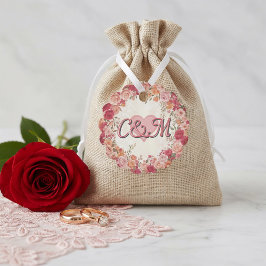 Pink & Red Romantic Rose Spring Floral Wedding フェイバータグ