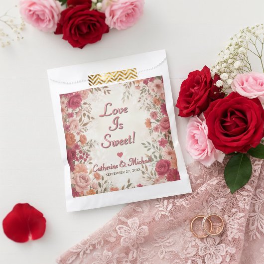 Pink & Red Romantic Rose Spring Wedding  フェイバーバッグ