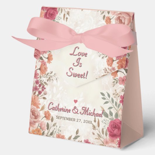 Pink & Red Romantic Rose Spring Wedding  フェイバーボックス (正面)