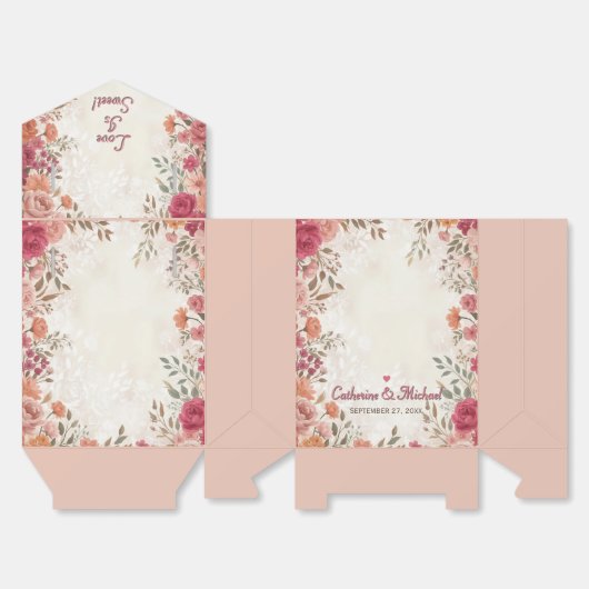 Pink & Red Romantic Rose Spring Wedding  フェイバーボックス (見開き)