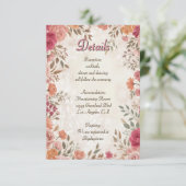 Pink & Red Romantic Spring Floral QR Code Wedding エンクロージャーカード (スタンド正面)