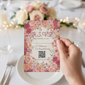 Pink & Red Romantic Spring Floral QR Code Wedding 出欠カード
