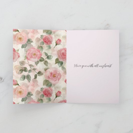 Pink Red Rose Petals Heart Valentine's Day カード (内部)