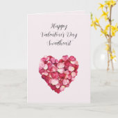 Pink Red Rose Petals Heart Valentine's Day カード (黄色い花)