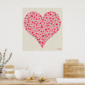 Pink Red Roses Love Heart Painting Print ポスター (キッチン)