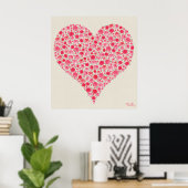 Pink Red Roses Love Heart Painting Print ポスター (ホームオフィス)