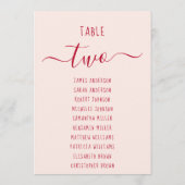 Pink & Red Script Simple Modern Seating Chart Card (裏面)