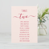 Pink & Red Script Simple Modern Seating Chart Card (スタンド正面)