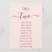 Pink & Red Script Simple Modern Seating Chart Card (正面)