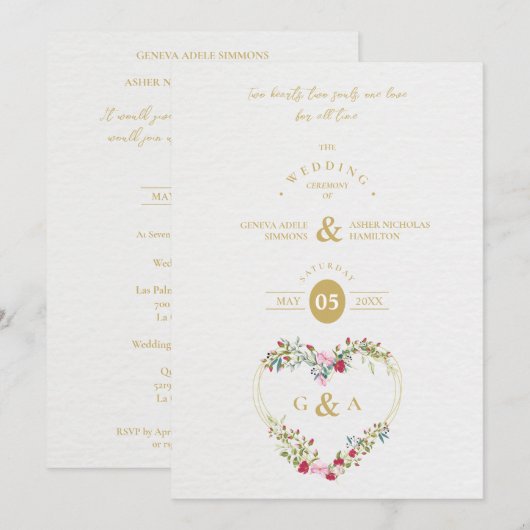 Pink Red Shades Heart Luxury Romantic Botanical (正面/裏面)