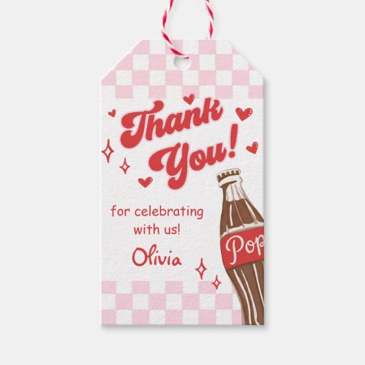 Pink Red She's Ready to Pop Baby Shower ギフトタグ (正面)