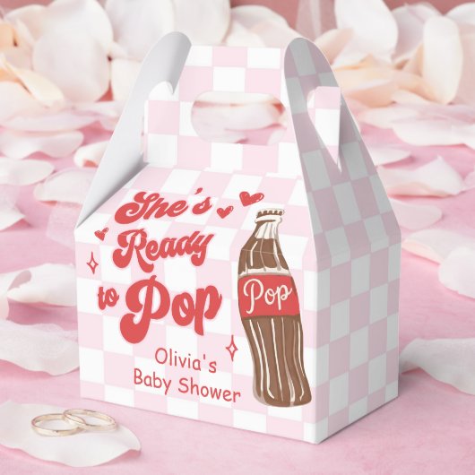 Pink Red She's Ready to Pop Baby Shower フェイバーボックス (ウェディング)