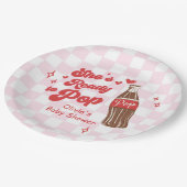  Pink Red She's Ready to Pop Baby Shower ペーパープレート (アングル)