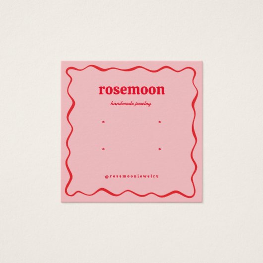 Pink Red Squiggle Modern Earring Display Card (正面)