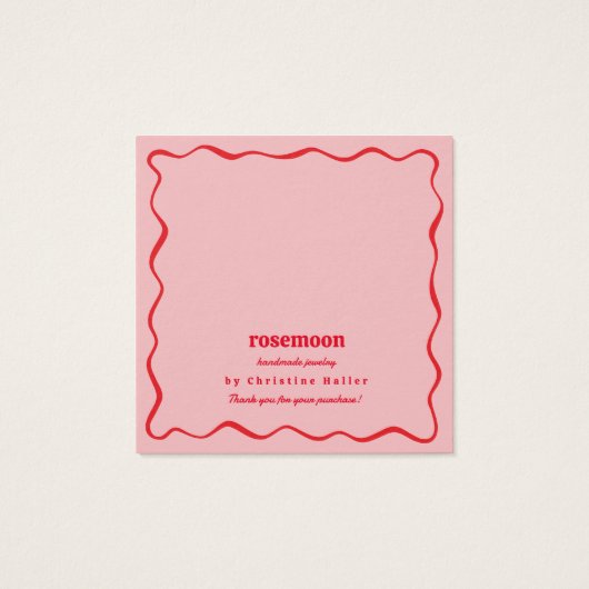 Pink Red Squiggle Modern Earring Display Card (裏面)
