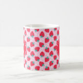 Pink Red Strawberries Floral Pattern Monogram コーヒーマグカップ (中央)