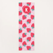 Pink Red Strawberries Floral  Pattern Monogram ヨガマット (正面)