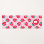 Pink Red Strawberries Floral  Pattern Monogram ヨガマット (正面(横))