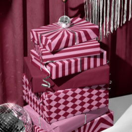 Pink red stripe Wrapping paper sheets ラッピングペーパーシート