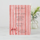 Pink Red Stripes Bow Bridal Shower 招待状 (スタンド正面)