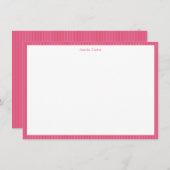 Pink Red Stripes Festive Personalized Name Holiday サンキューカード (正面/裏面)