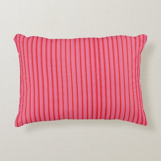 Pink Red Stripes, Modern, Elegant  アクセントクッション (正面)