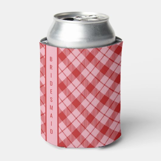 Pink + Red Tartan  缶クーラー (缶正面)