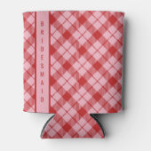 Pink + Red Tartan  缶クーラー (正面)