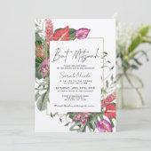 Pink & Red Tropical Floral Bat Mitzvah 招待状 (スタンド正面)