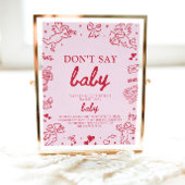 Pink Red Valentine Baby Don't Say Baby Baby Shower ポスター