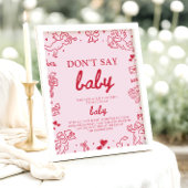 Pink Red Valentine Baby Don't Say Baby Baby Shower ポスター