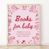 Pink Red Valentine Baby Shower Books for Baby Game ポスター