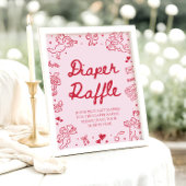 Pink Red Valentine Baby Shower Diaper Raffle Game ポスター
